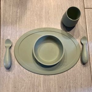 EZ PZ Baby Meal set Bowl Cup Two Spoons Silicone Green